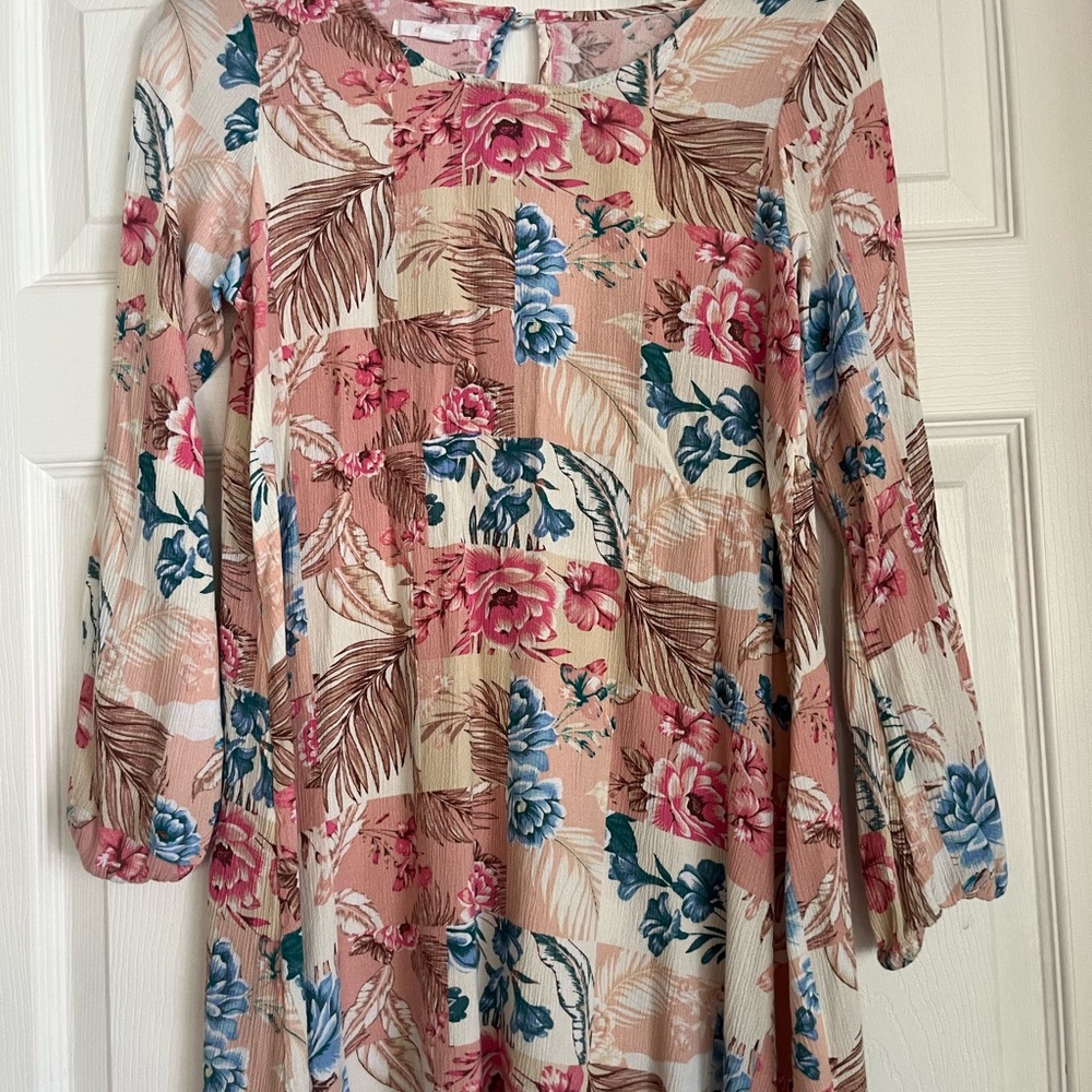 Girls vintage casual floral dress